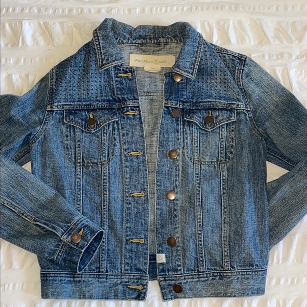 Treasure & Bond Denim Jean Jacket • Swiss Dot